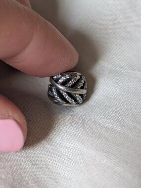 Retired Pandora Pave Feather Charm